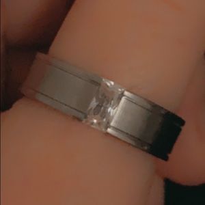 Men’s Gorgeous solid band (I believe it’s stainless steel & CZ precious stone)